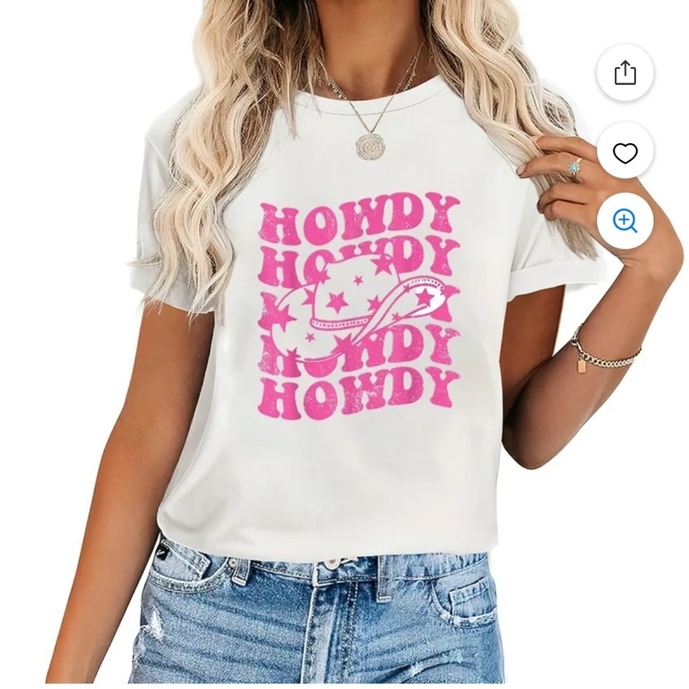 Pink Howdy Retro Western Tshirt